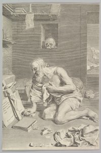 Saint Jérôme priant dans sa cellule, Saint Jérôme pénitent, 1665 - Claude Mellan