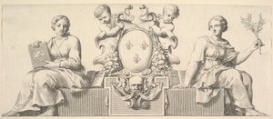 Les Armes de la France accompagnées de personnifications de la Loi et de la Bonne Foi, 1664 - Claude Mellan