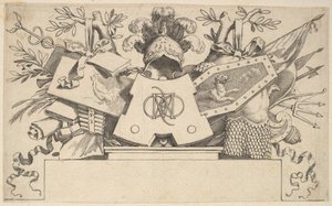 Trophée avec monogramme contenant les lettres de LEONARDOS, 1651 - Claude Mellan