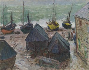 Bateaux sur la plage à Étretat - Claude Monet
