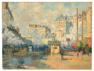 Extérieur de la gare Saint-Lazare, effet de soleil, 1877 - Claude Monet