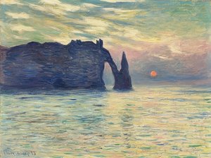 Rochers, Étretat, coucher de soleil