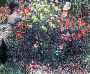 Filles dans une masse solide de dahlias, 1875 - Claude Monet