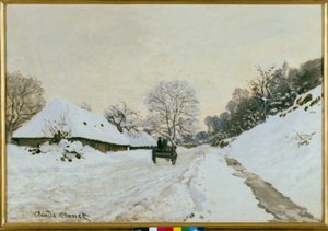La charrette. Route sous la neige à Honfleur - Claude Monet