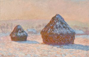 Meules, Effet de Neige, Le Matin (Wheatstacks, Snow Effect, Morning) - Claude Monet