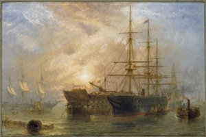 Les navires de Sa Majesté recevant des provisions à Portsmouth - Claude T. Stanfield Moore