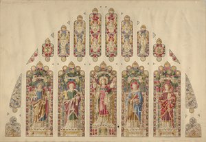 Design pour une fenêtre en vitrail à plusieurs panneaux, Église de la Divine Paternité, New York - Clayton and Bell