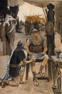 Priam rachète à Achille le corps de son fils (Hector). Illustration de Clément Gontier pour « L