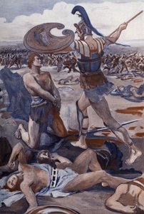 La mort de Patrocle : Hector tue Patrocle. Illustration de Clément Gontier (1876-1918) pour 