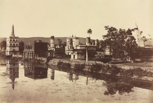 Réservoir et temples à Bunshunkuree, vers 1857 - Col. Thomas Biggs
