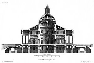 Section du château de Mereworth dans le Kent, gravée par H. Hulsbergh, c.1722-24