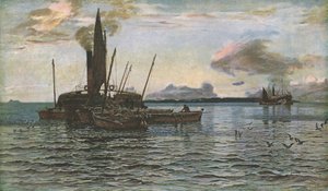 Le marché du hareng en mer sur le Loch Fyne, Argyll, 1884 - Colin Hunter