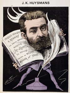 Caricature de Joris Karl (Joris-Karl) Huysmans (1848-1907) - dans « Les Hommes d