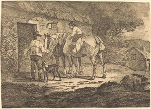 Chevaux à la porte du cottage