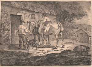 Chevaux à la porte des cottages - Conrad Gessner