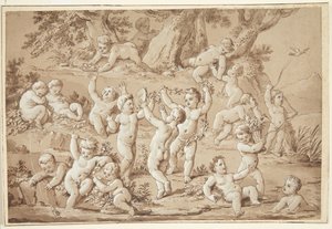 Un Grand Groupe de Putti Jouant Paisiblement près d