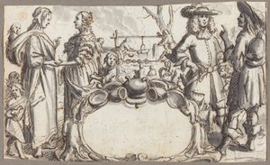 Allégorie de la pauvreté et de la richesse (plume et encre brune avec lavis gris sur papier vergé) - Conrad Meyer