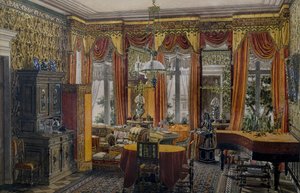 Salon de Berlin, aquarelle par Conrad von Muralt