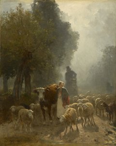 Aller au marché par un matin brumeux, 1851 - Constant Emile Troyon