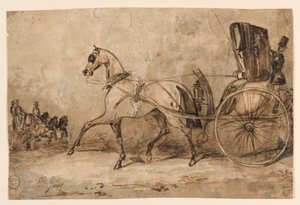 Un cheval et une calèche - Constantin Guys