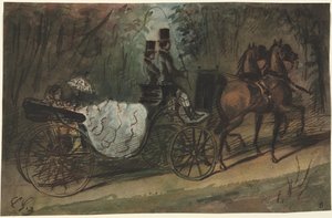 Carrosse dans le Bois de Boulogne, 1800s - Constantin Guys