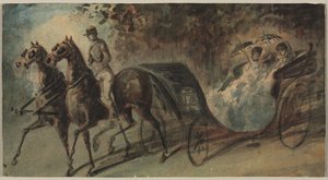 Carrosse dans le Bois de Boulogne, années 1800 - Constantin Guys