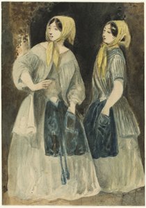 Deux femmes avec des foulards jaunes - Constantin Guys