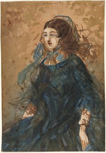 Femme en robe bleue (recto) - Constantin Guys