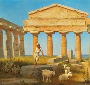 "Cerestemplet i Pæstum". Le temple de Cérès à Paestum - Constantin Hansen