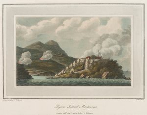 Île aux Pigeons en Martinique. Lithographie par le Révérend Cooper Willyams (1762-1816)
