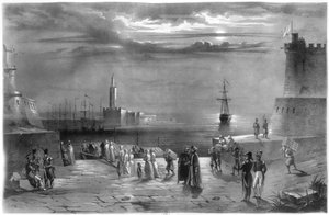 Le Dey Hussein Ibn El Hussein (1765-1838) quittant Alger après la capture de la ville le 4 juillet 1830 - Coppin