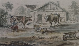 Bétail devant un cottage - Copplestone Warre Bamfylde