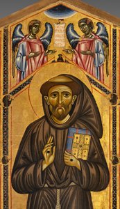 Retable de Saint François de Bardi et vingt histoires de sa vie, Chapelle Bardi, Détail du Saint et des anges - Coppo di Marcovaldo