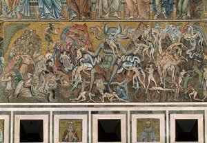 Le Jugement dernier (Le diable mange les âmes des damnés) - Détail des mosaïques, vers 1270