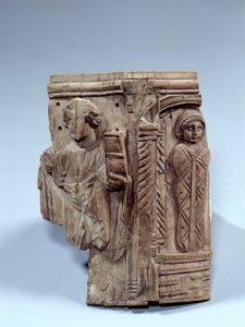 Art copte : fragment de tablette en ivoire représentant la résurrection de Lazare. 6e siècle ap. J.-C. Paris, Musée du Louvre