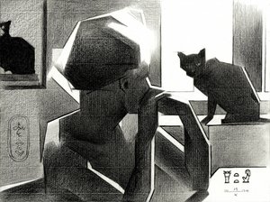 La reine égyptienne et le chat noir