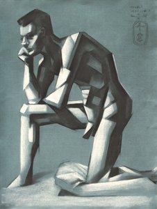 Homme géométrique à genoux