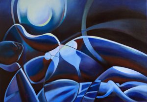 Silhouette bleue au clair de lune - Corné Akkers