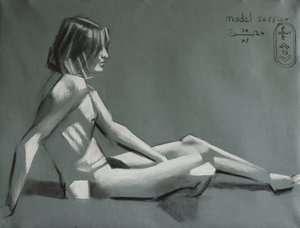 Étude de nu assis - Corné Akkers