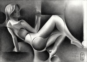 Femme allongée stylisée