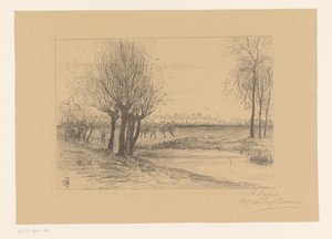 Prairie avec saules têtards - Cornelia Christina Johanna van Trigt Hoevenaar (signed by artist)