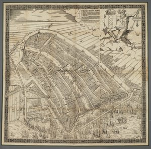 Allemand : Die berühmte Handelsstadt Amsterdam
Dutch : De vermaerde koopstadt van Amstelredam - Cornelis Anthonisz.