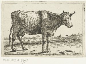 Paysage avec vache - Cornelis  Bisschop