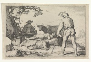 Bergers (Otia delectant) - Cornelis Bloemaert (II) (possibly)