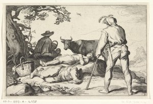 Vachers, Vier pastorale scènes - Cornelis Bloemaert (II) (possibly)