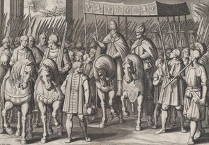 Planche 3 : Charles V couronné empereur entrant à Rome avec le Pape, des Triomphes de Charl...