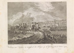 Les Français tirent sur les troupes en fuite sur le pont de Gier, 1794 - Cornelis Brouwer