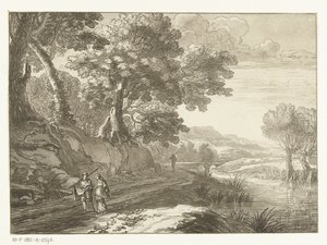 Paysage italianisant avec trois promeneurs