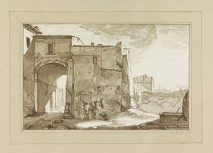 Porte avec voyageur et mulet - Cornelis Brouwer