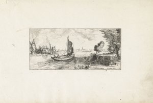 Bateau sur une rivière - Cornelis Claesz van Wieringen (possibly)